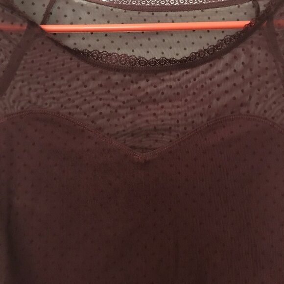 Abercrombie and Fitch Burgundy Bodysuit Sheer Polka Dot - Picture 5 of 7